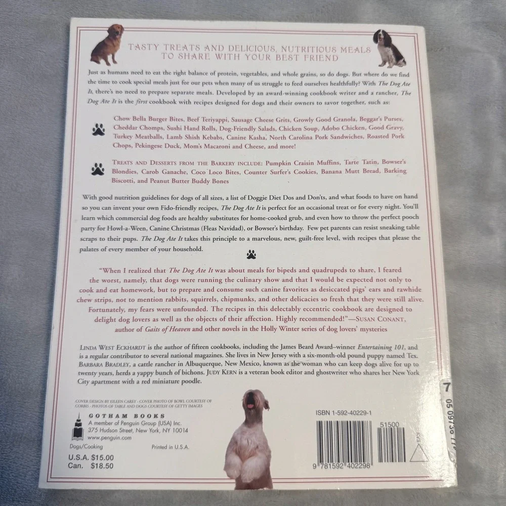 The Dog Ate It Cookbook Dog Recipes Eckhardt Bradley 2006 First Printing